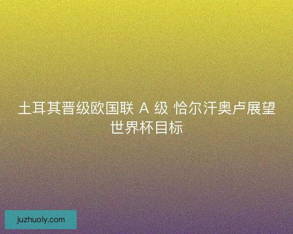 土耳其晋级欧国联 A 级 恰尔汗奥卢展望世界杯目标
