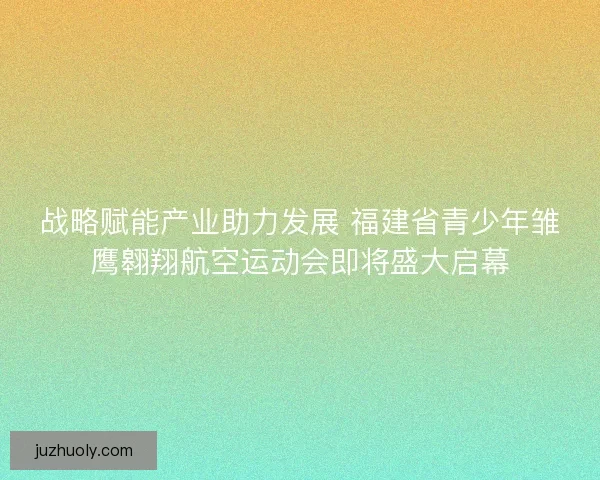 战略赋能产业助力发展 福建省青少年雏鹰翱翔航空运动会即将盛大启幕